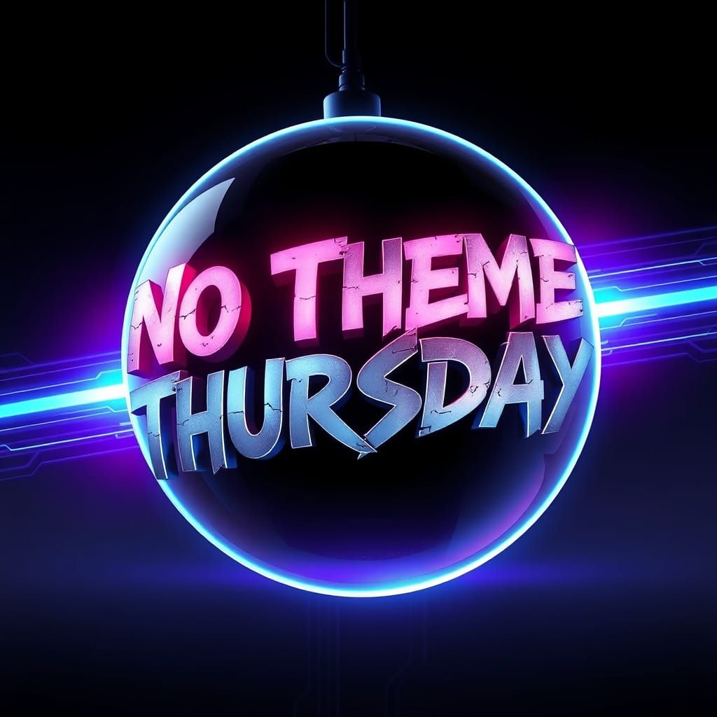 Neon Orb Sign: No Theme Thursday in Cyberpunk Style