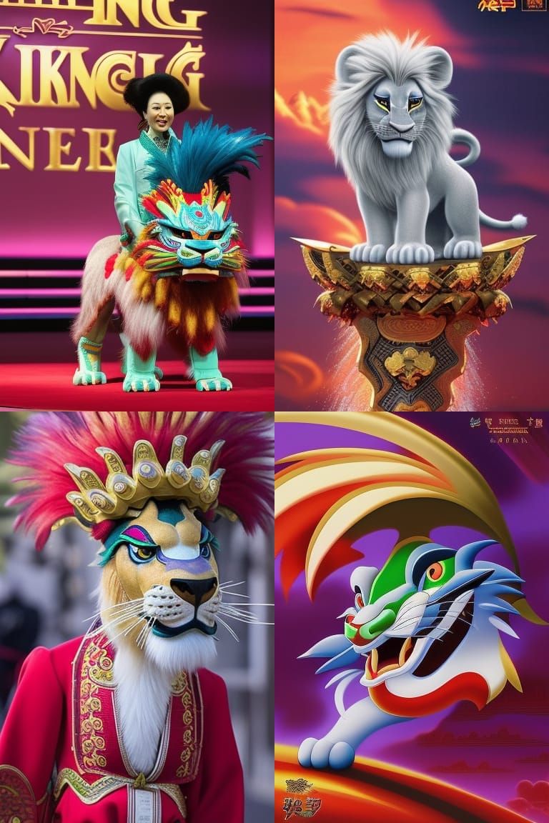 Fantastic Chinese Lion Dragon: Mythical Creature Art