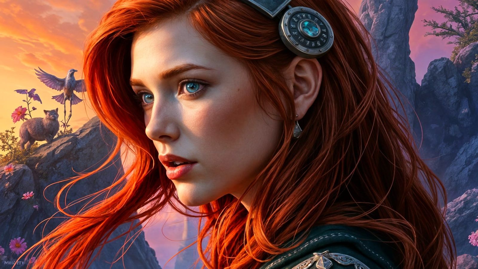 Hyperrealistic Portrait of a Redhead in Fantasy Setting