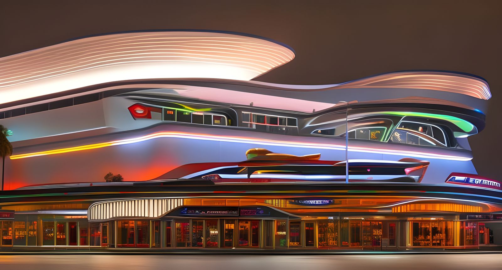 Art Deco Movie Theater in Retro-Futurism Style