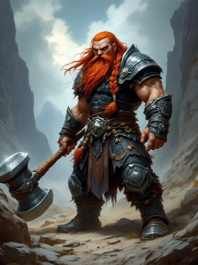 Battle-Hardened Dwarven Warrior in Regal Armor