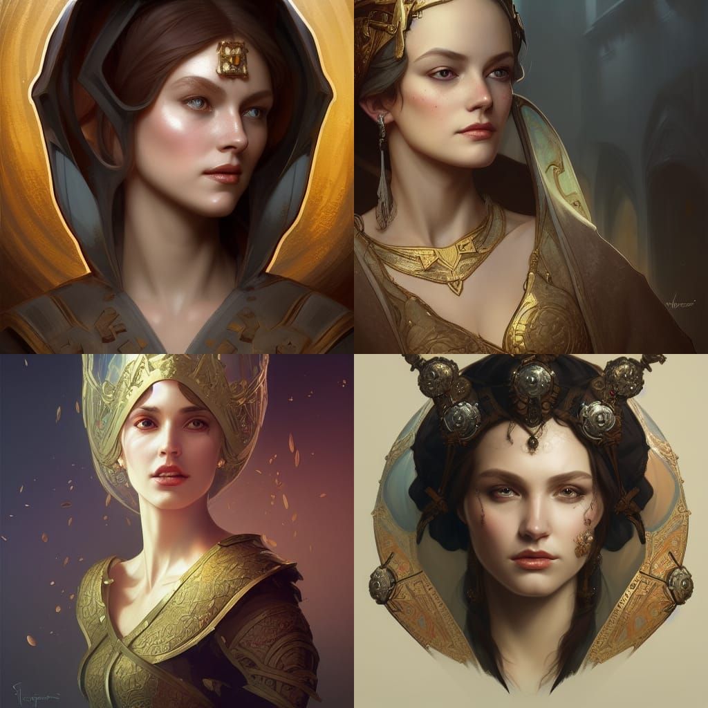 Medieval Queen Portrait in Hyperdetailed Style