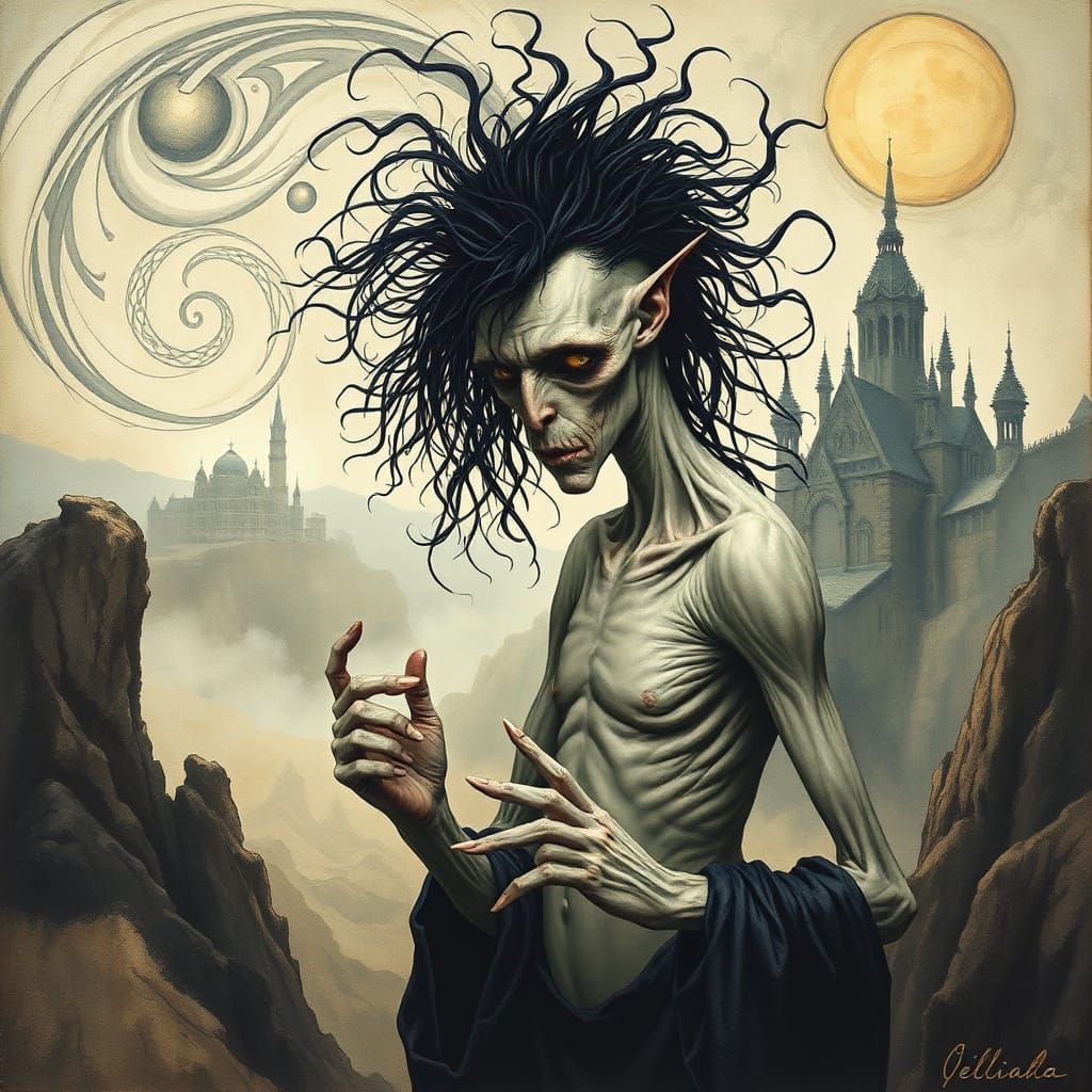 Surreal Uriah Heep in Art Deco Landscape