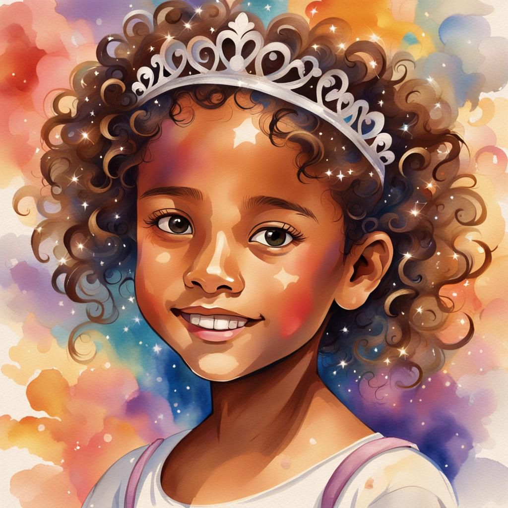 Playful Brown Skinned Child with Silver Curls