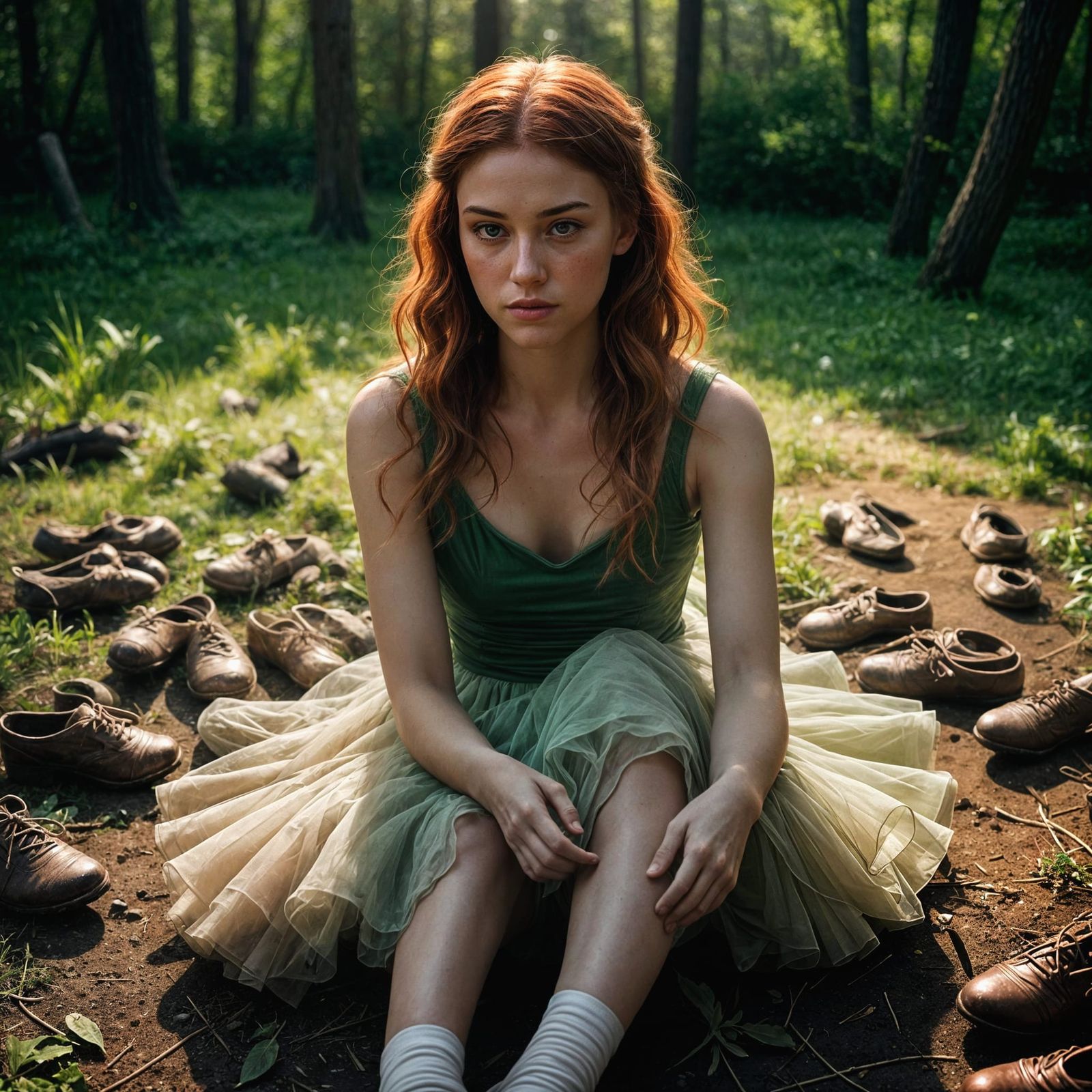 Sorrowful Ballerina in Tattered Shoes