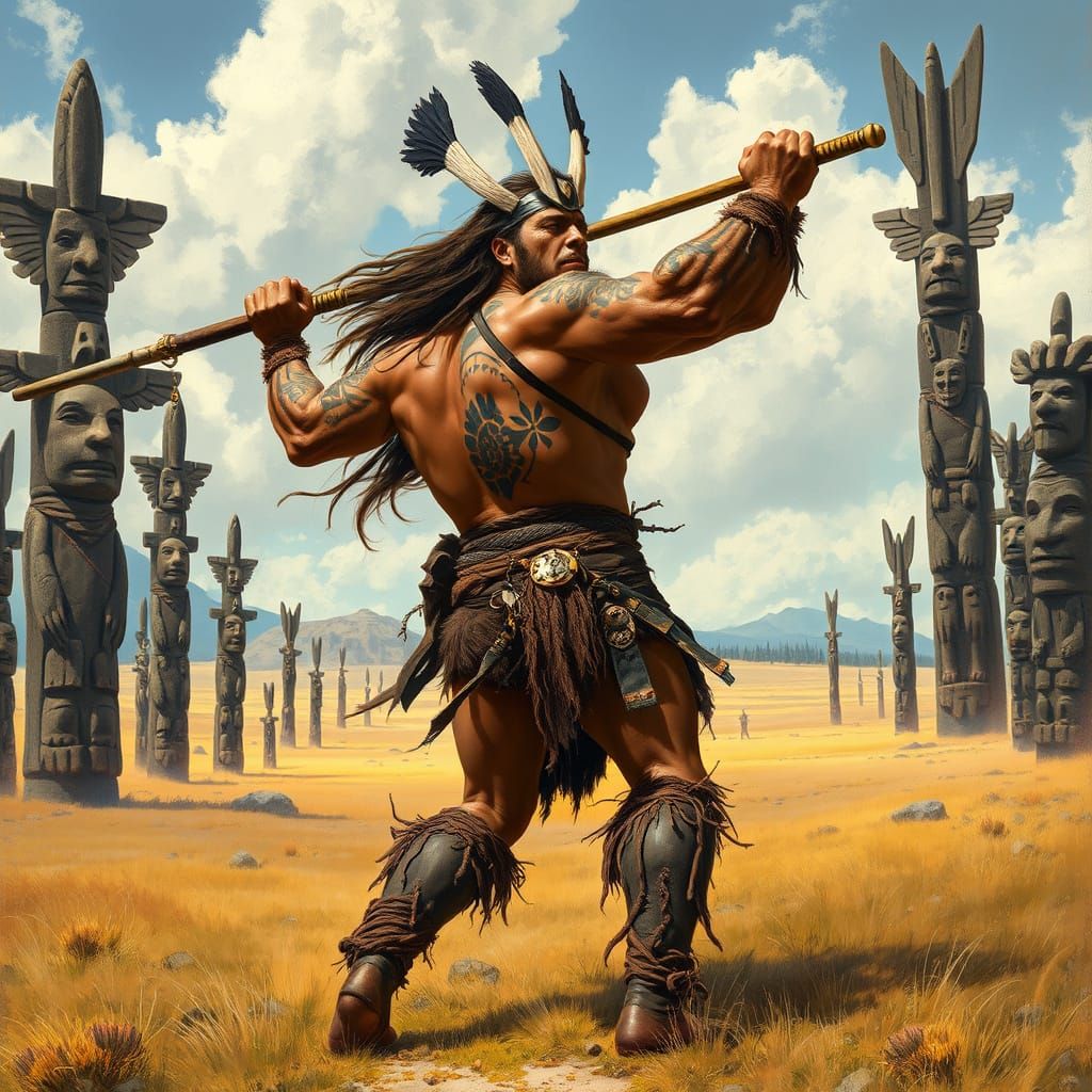 Tauren Warrior Wrestling Match in Fantasy Art Style