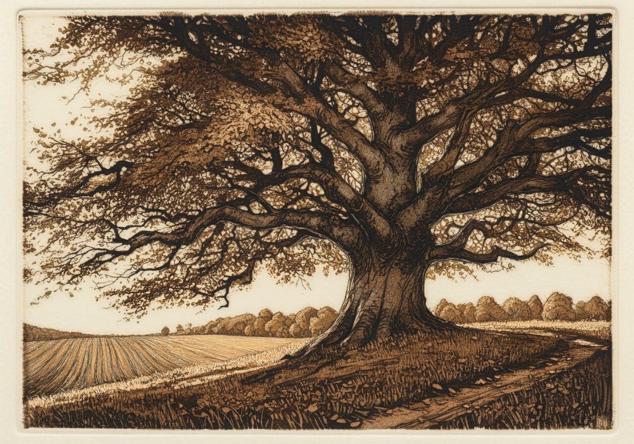 Ancient Beech Trees in Etched Brown Tones