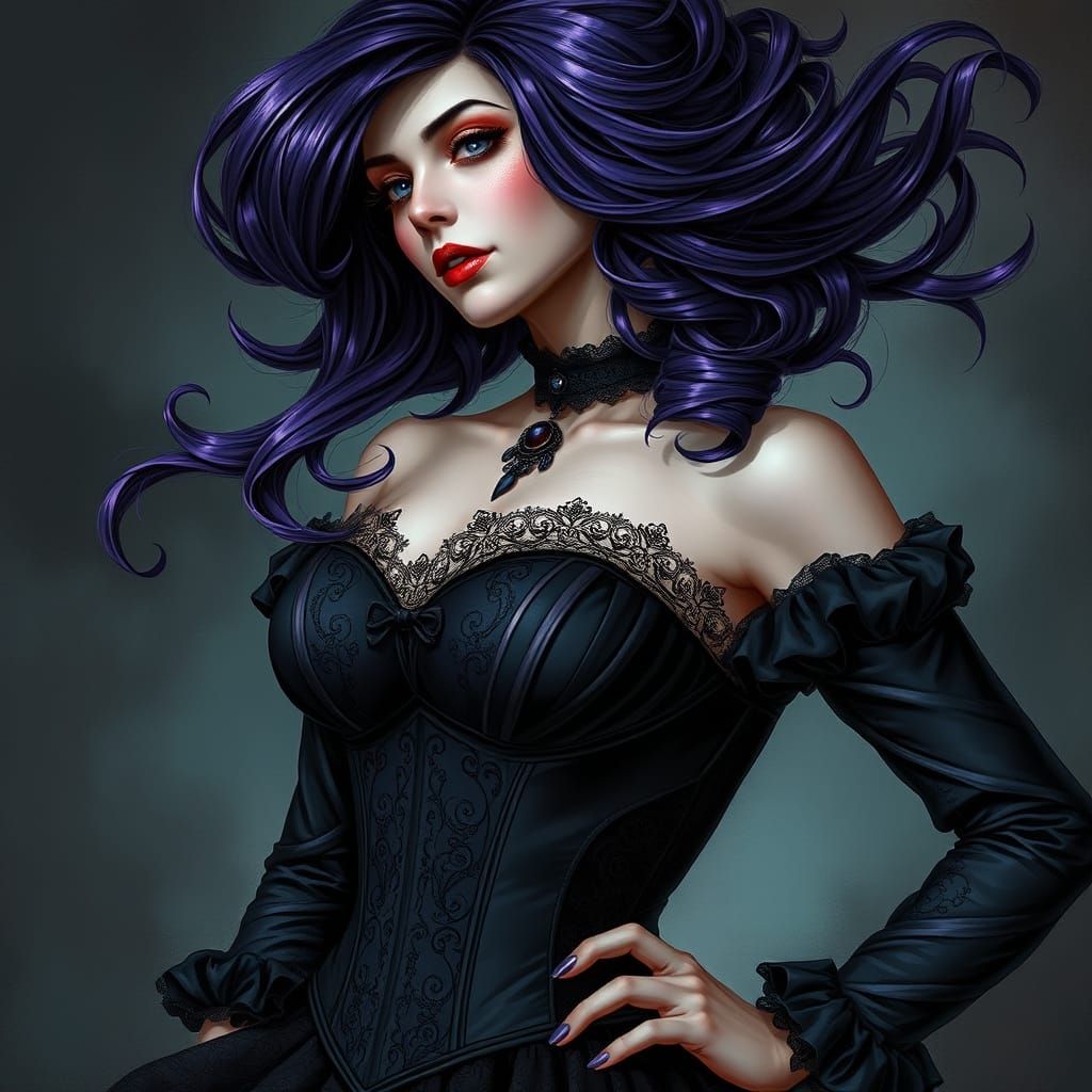 Gothic Woman in Victorian Attire
