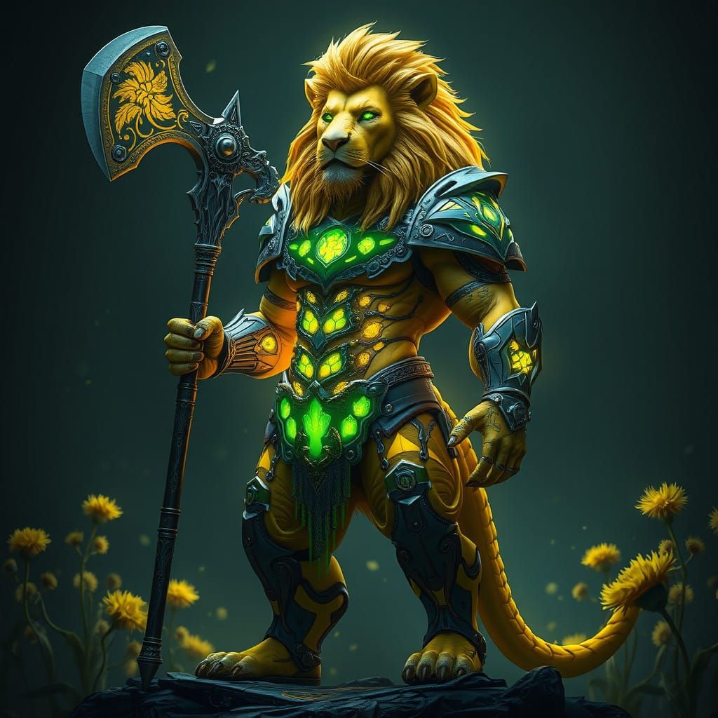 Cyberpunk Lion King in Rococo Armor