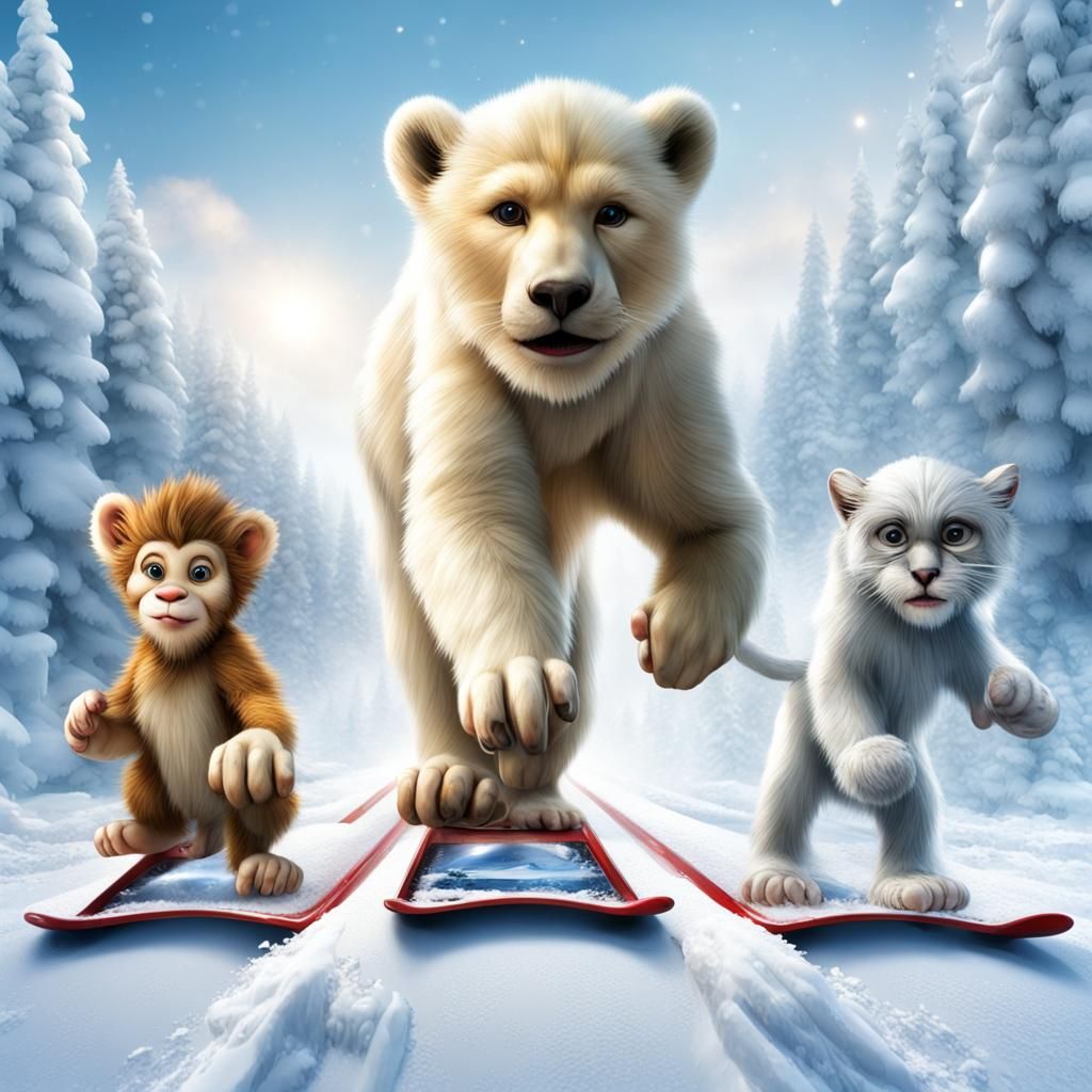 Animals Race in Winter Fantasy Land