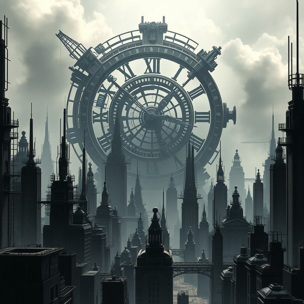 Dystopian Metropolis: Twisted Time in a Sci-Fi Cityscape