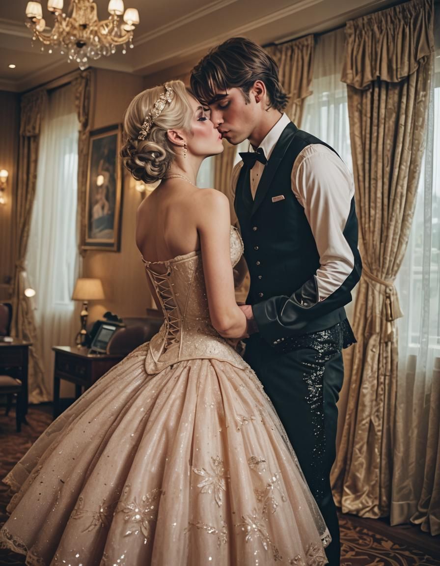 Boy in Prom Dress Kisses Girl: Cinematic Still