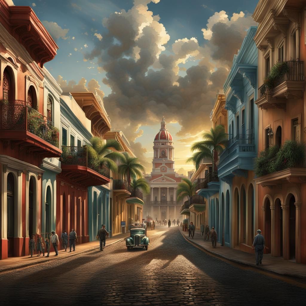 Puerto Rican Family in Old San Juan: Digital Matte Painting