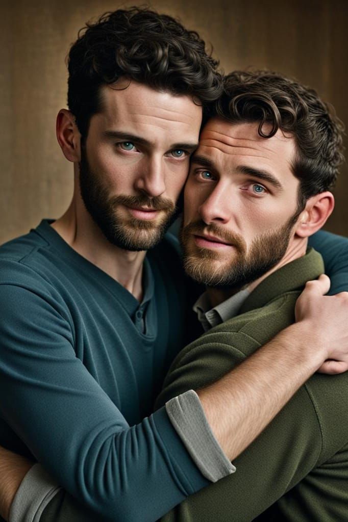 Intimate Portrait of Two Men Embracing
