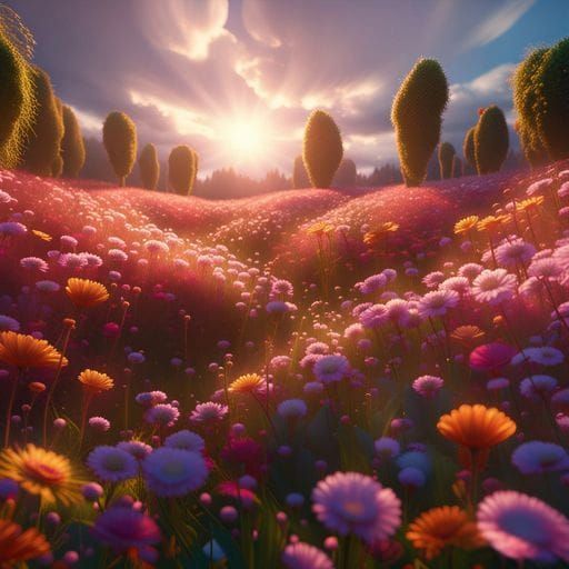 Colorful Flower Field in Bloom