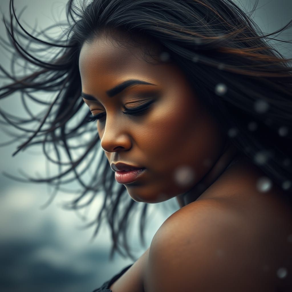 Hyperrealistic Portrait of a Plus-Sized Brown Woman in a Sto...