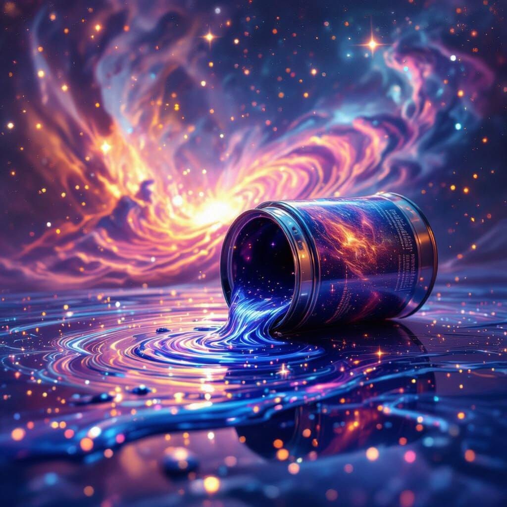 Cosmic Paint Spill: Galaxy Formation Art