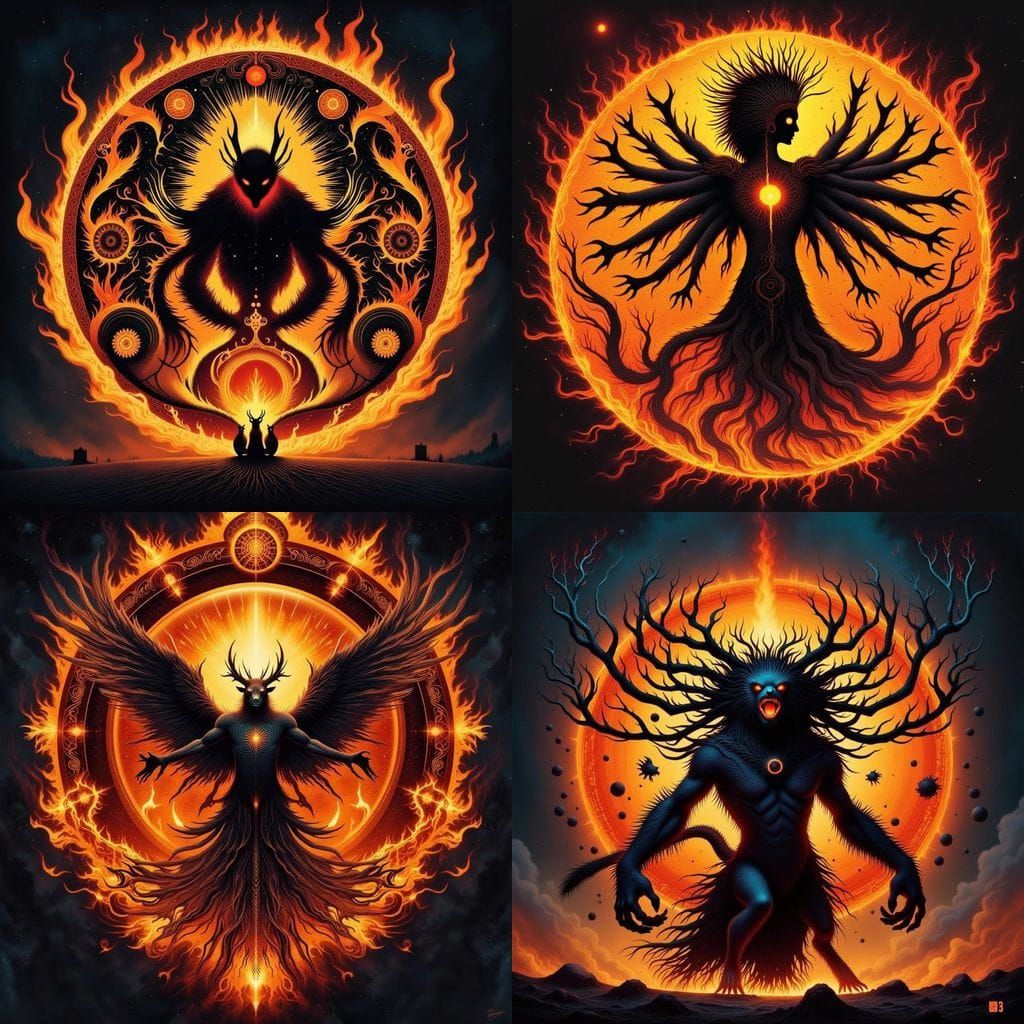 Fiery Mandala Creature Emerges