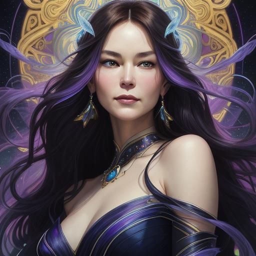 Ethereal Portrait in Art Nouveau Style