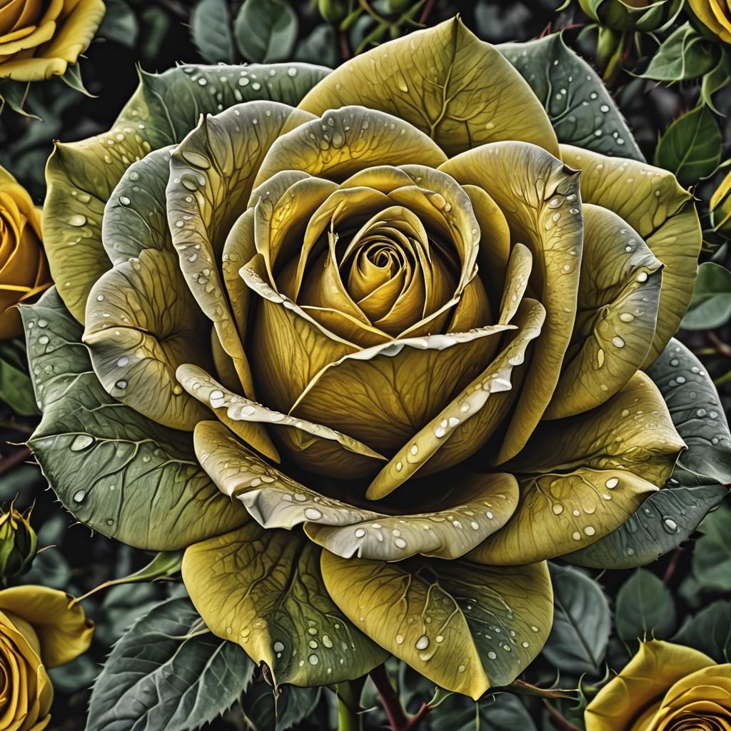 Hyperrealistic Dayglo Yellow Rose in HDR