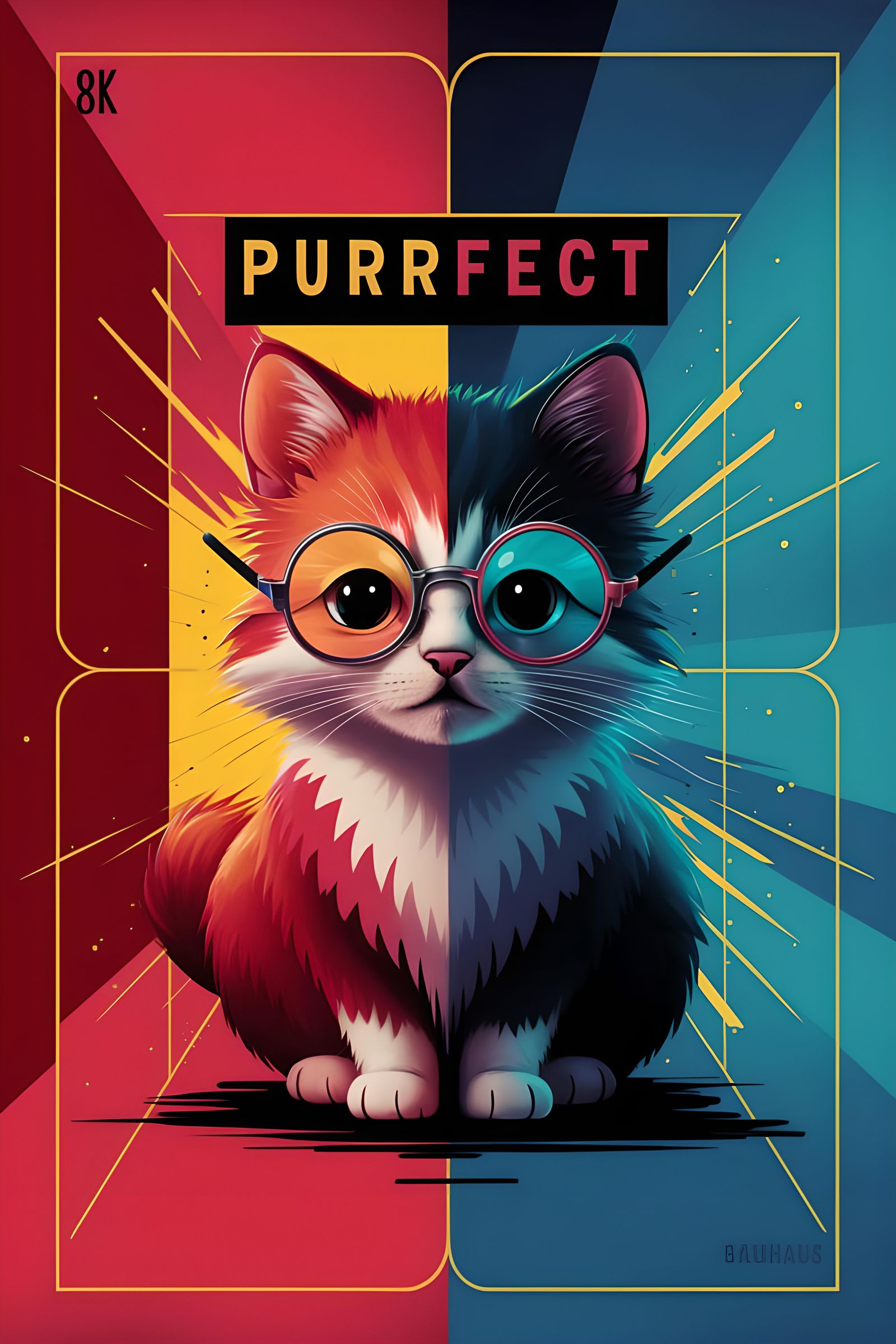 Cute Cat in Bauhaus Style Digital Art
