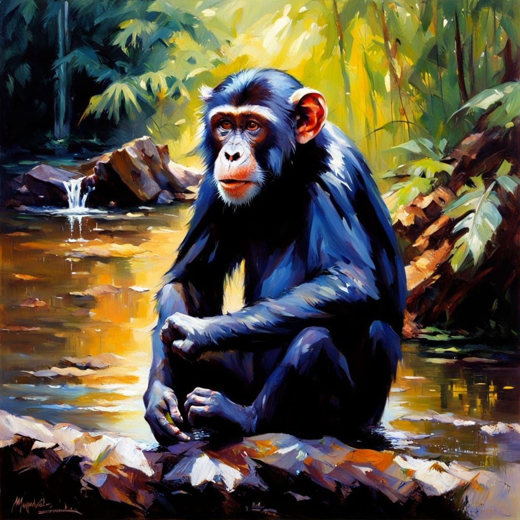 Monkey Portrait at Rainforest Watering Place