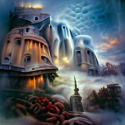 Sci-Fi Neoclassical Castle in Growing Darkness