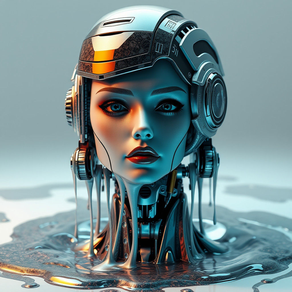 Robot Emerges From Liquid Metal in Art Deco Style