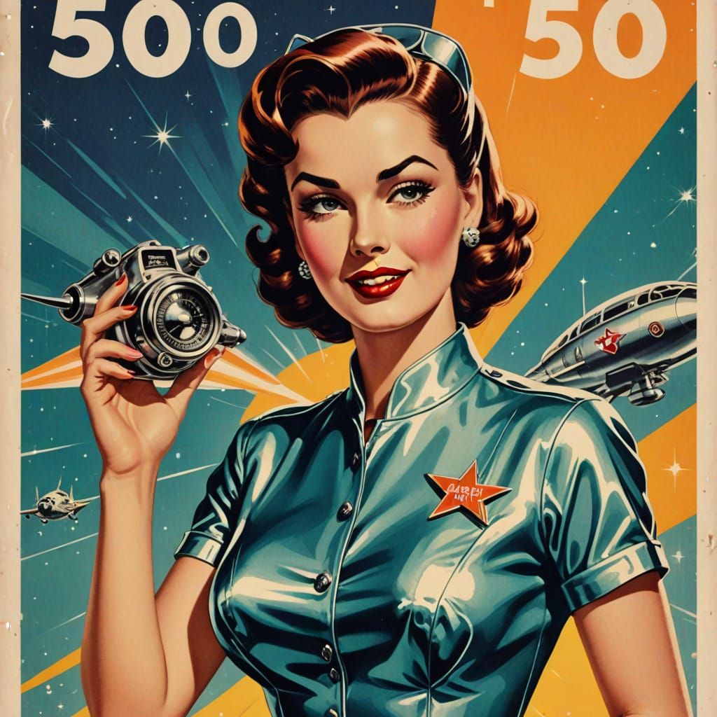 Retro-Futuristic Pin-Up Girl Thanks Followers