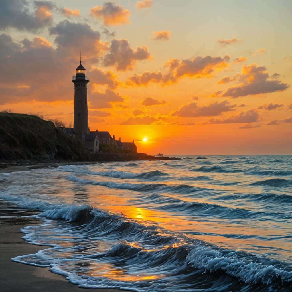Westerhever Lighthouse at Sunset