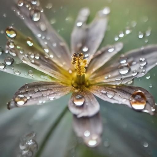 Bioluminescent Flowers with Raindrops in High Resolution