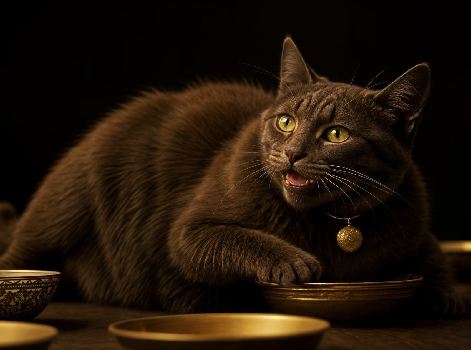 Dramatic Smoky Cat Begs For Food