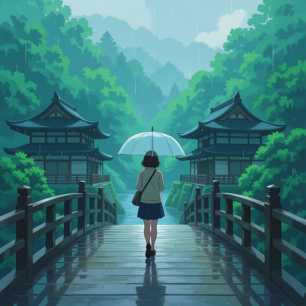 Japanese Forest Scene in Anime Style