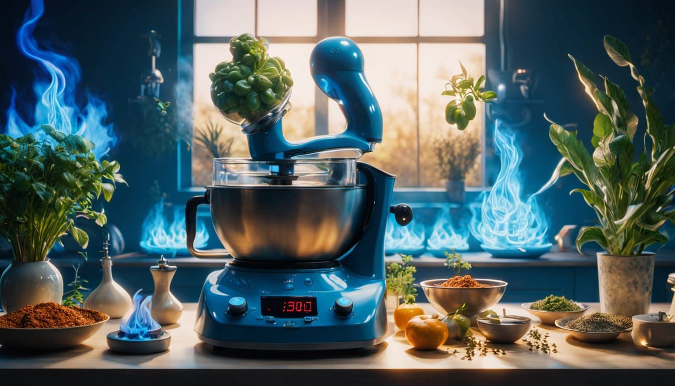 Surreal Kitchen Scene with Star Outlets, Dali Inspired