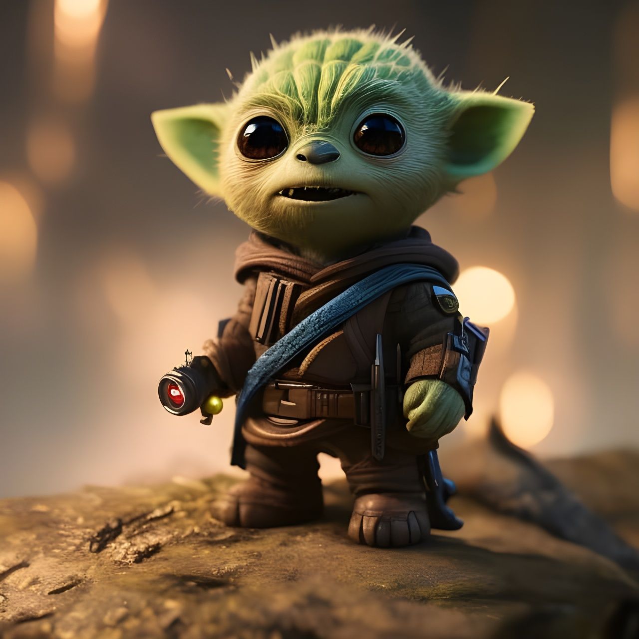 Star Wars Groot Cowboy on Moonlit Street