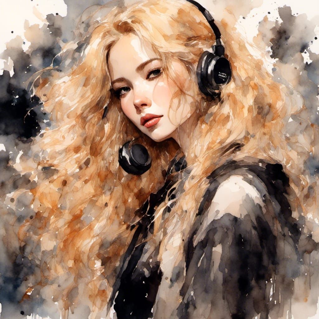 Serene Blonde Singer in Ambient Lighting