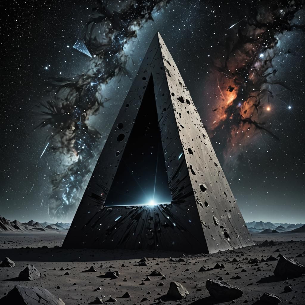 Triangular Monolith Drifting Through Space