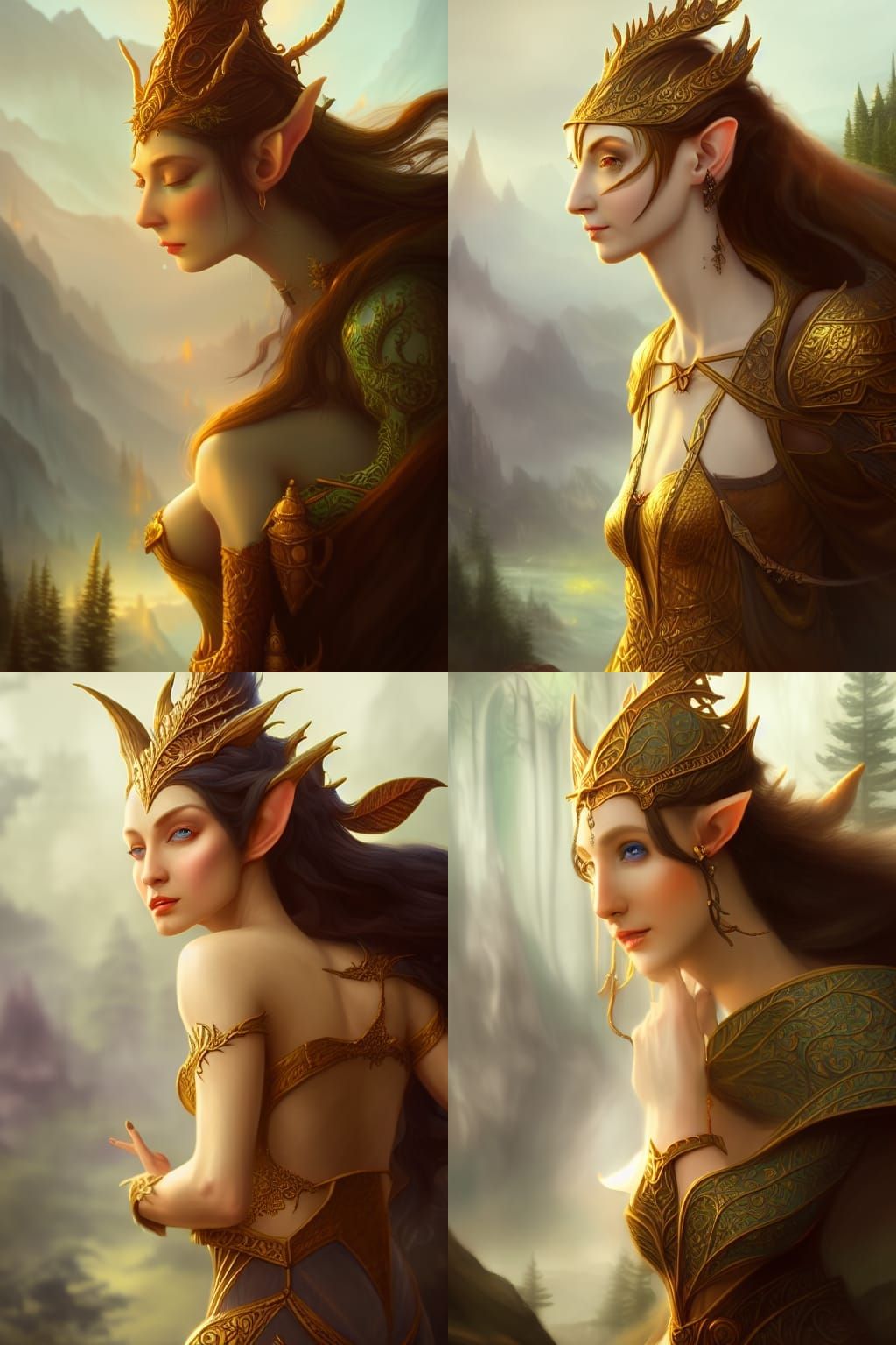 Elvish Queen with Golden Aspen Trees, Matte Painting