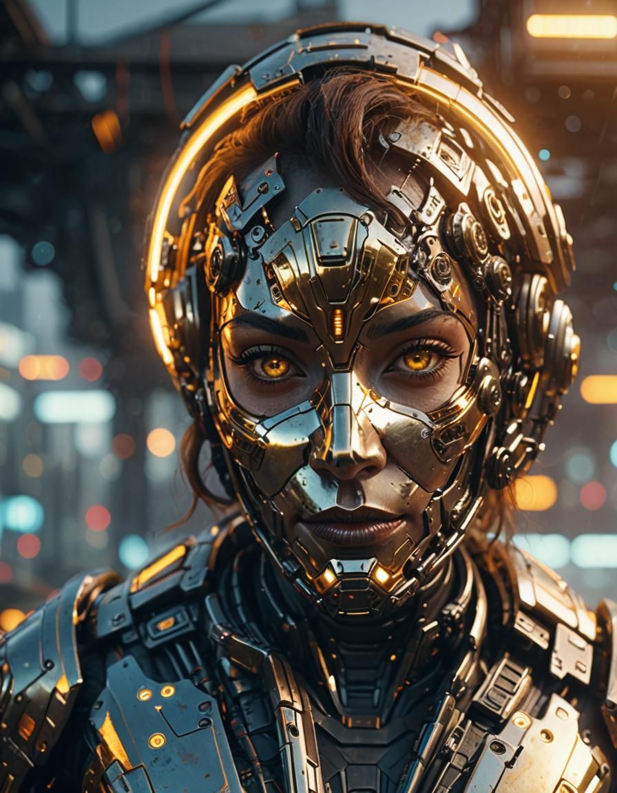 Sci-Fi Lady in Mech Armor, 8K Render