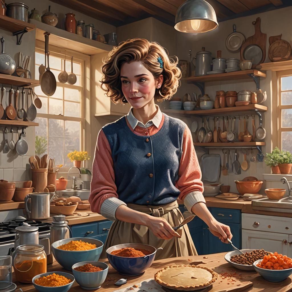 Warm Kitchen Scene: Whimsical Fantasy Concept Art