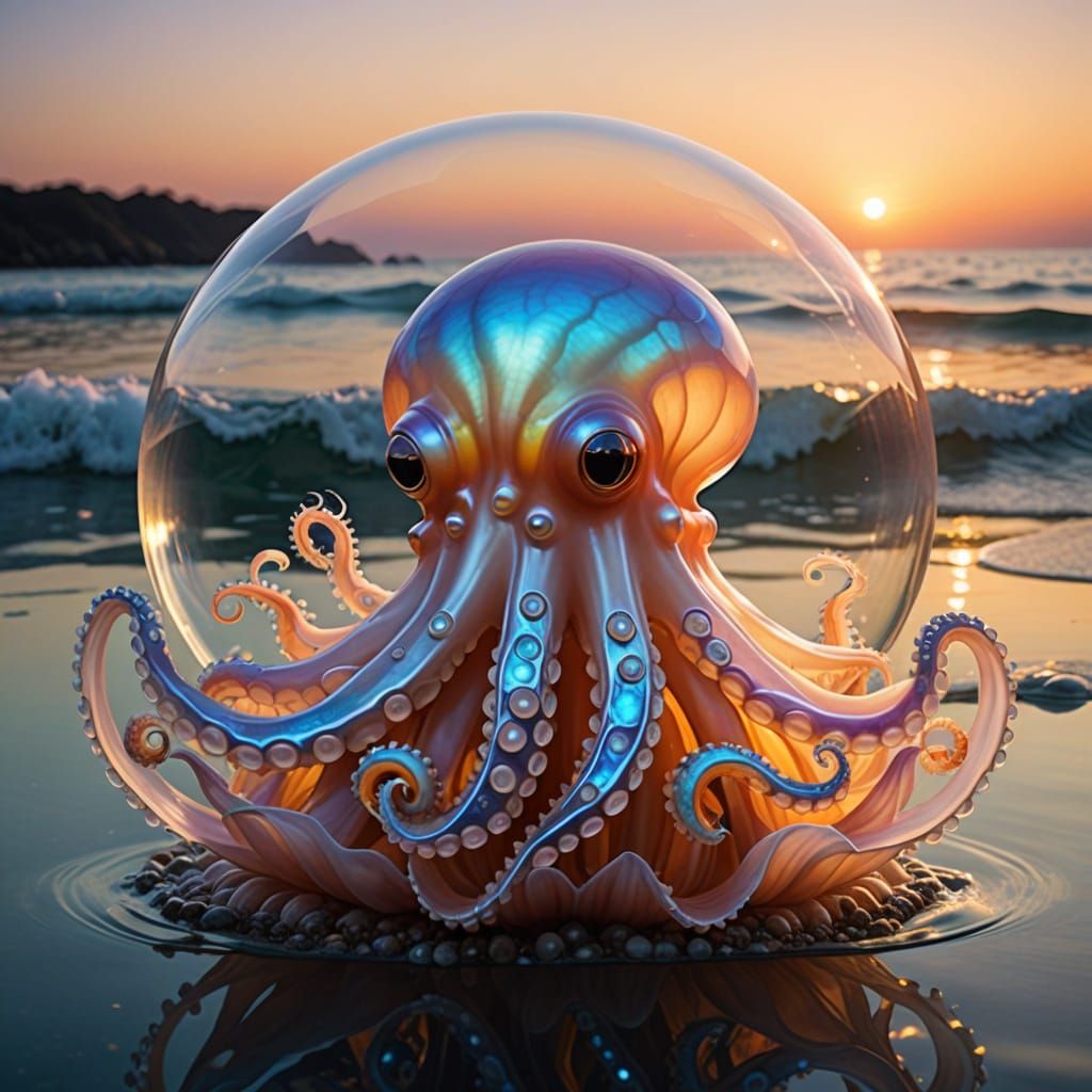 Ethereal Pearl Inside Shell Creature Unfolds Amidst Vibrant ...