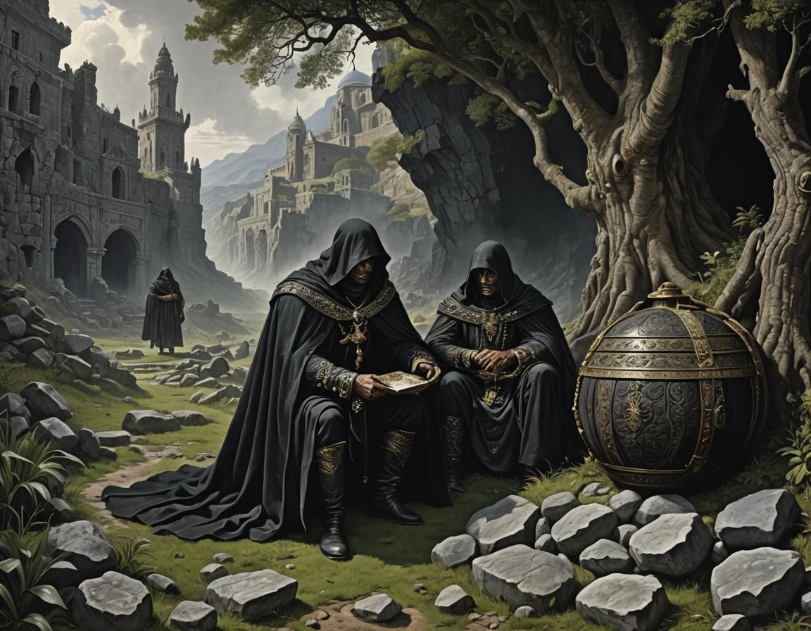 Eerie Elf with Jeweled Cask in Goth Style