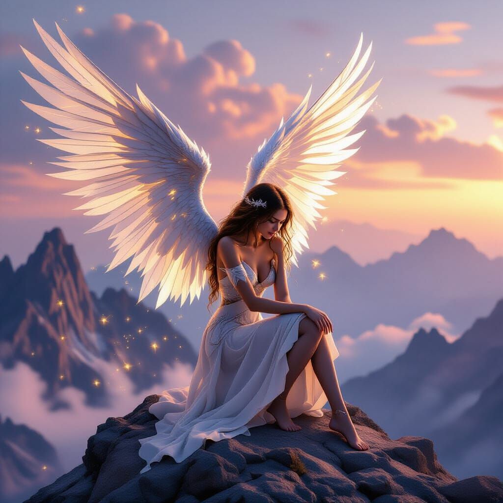 Fallen Angel Reborn on Mountain Peak