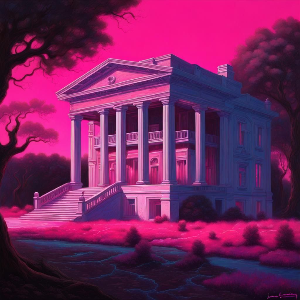 Surreal Salt Mansion in Cotton Candy Field