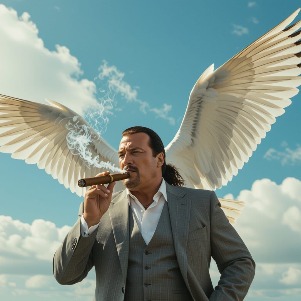 Steven Seagal with Seagull Wings and Cigar