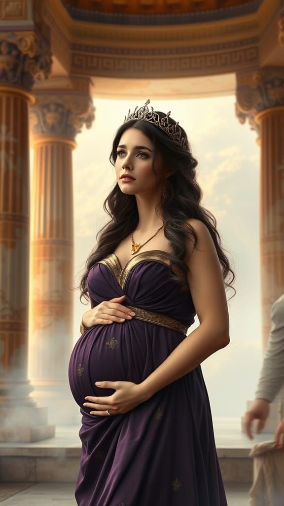 Ethereal Ancient Greek Princess in Temple Prayer