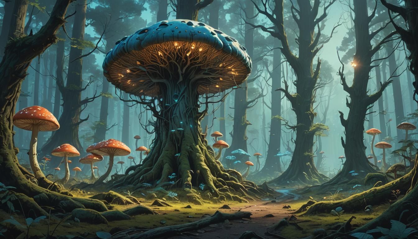 Glowing Chloral in Mystical Forest, Digital Painting