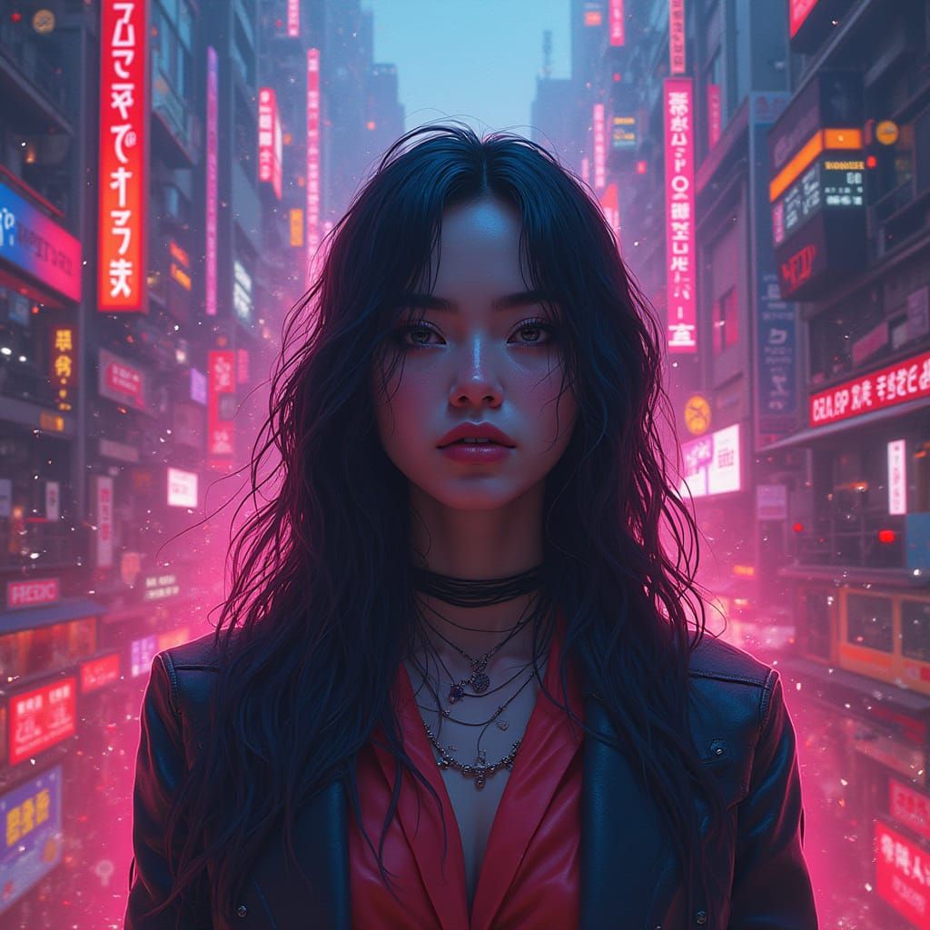 Vibrant Cyberpunk Cityscape with Glowing Neon Lights