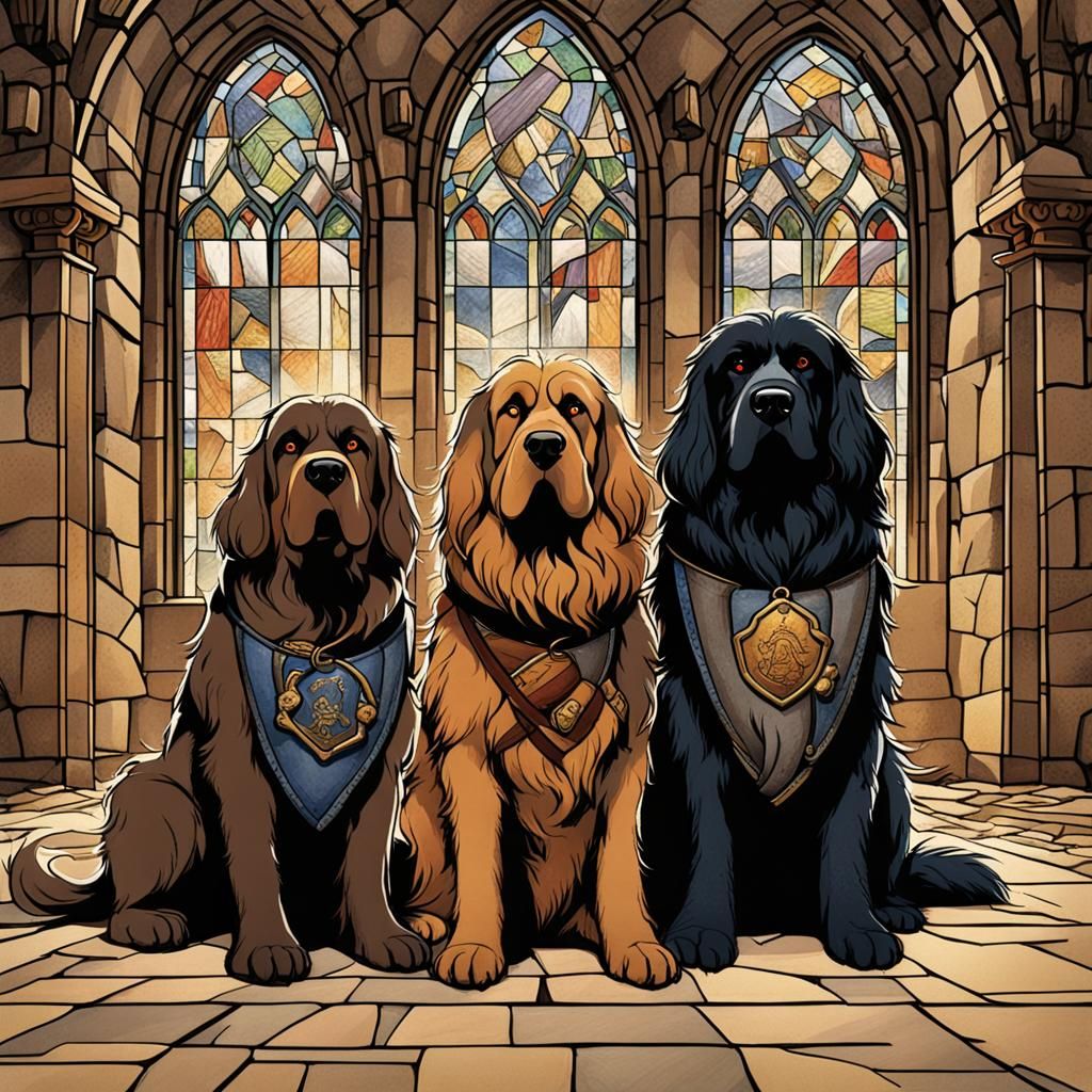 Cerberus and Hagrid in Hogwarts Castle