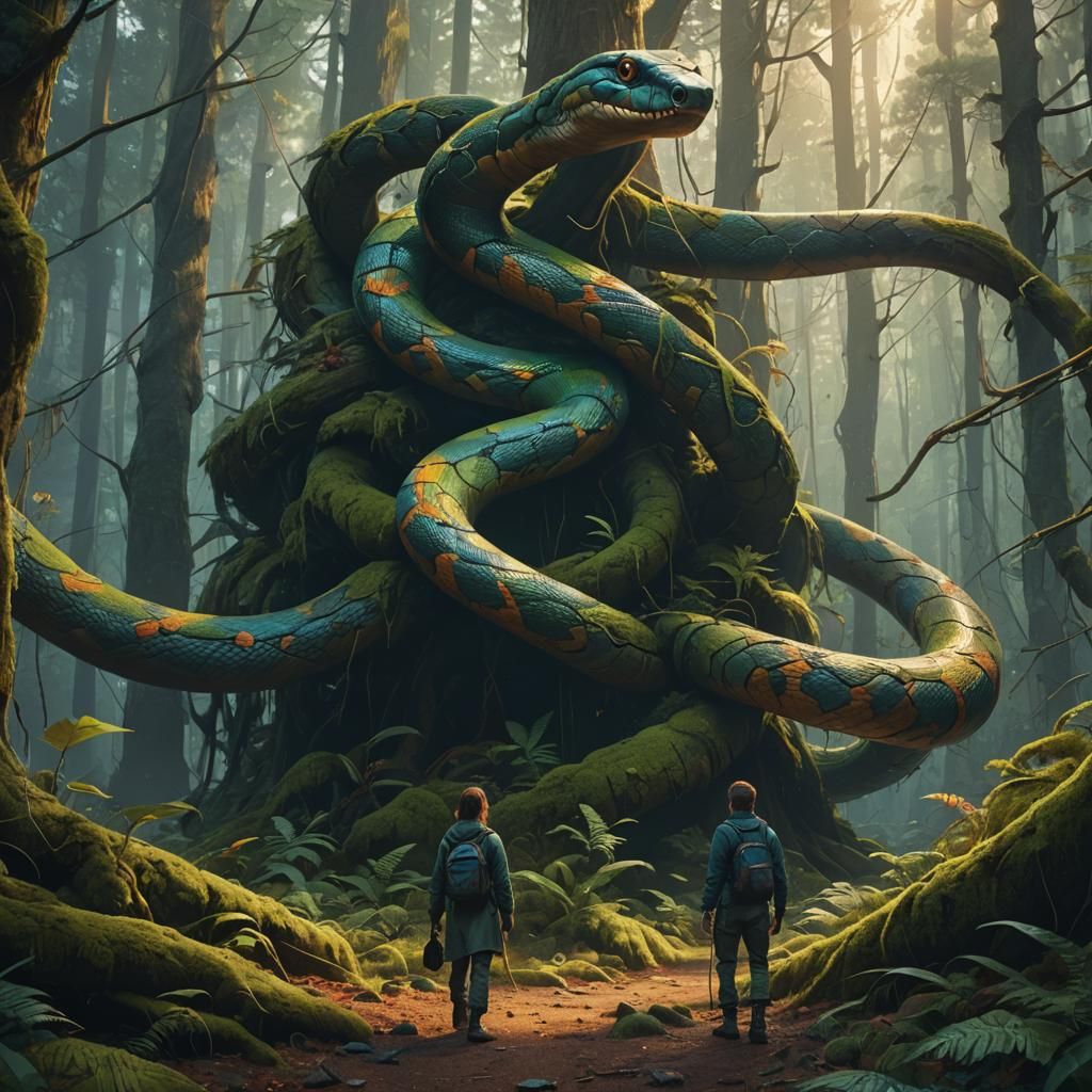 Mystical Forest: Snake Wrapped Around Person